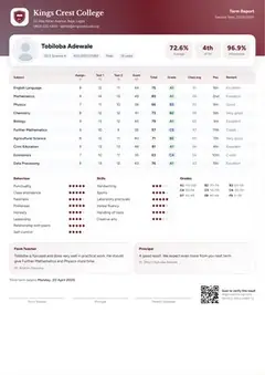The Aurora report card design
